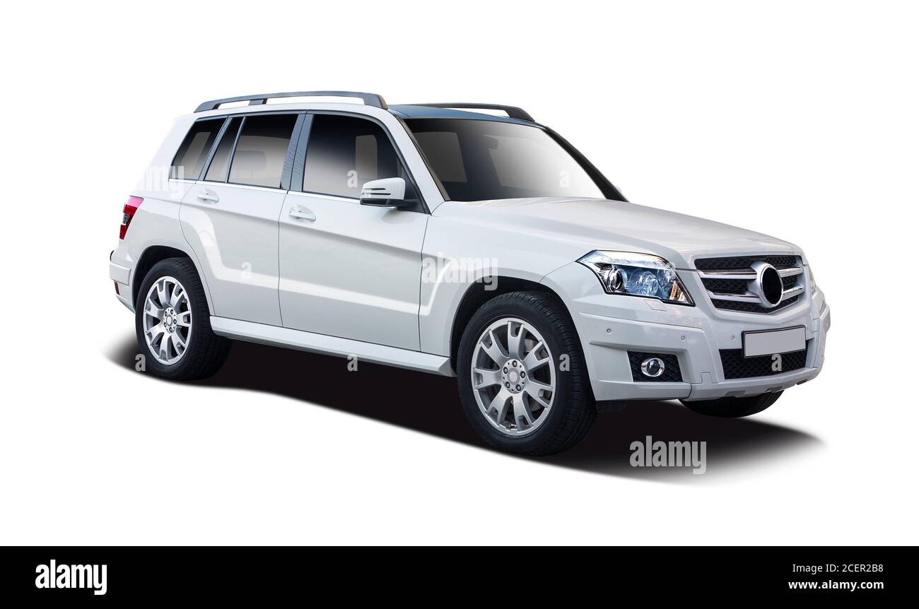 Deutsche Premium-SUV-Auto isoliert auf weißem Hintergrund Stockfoto