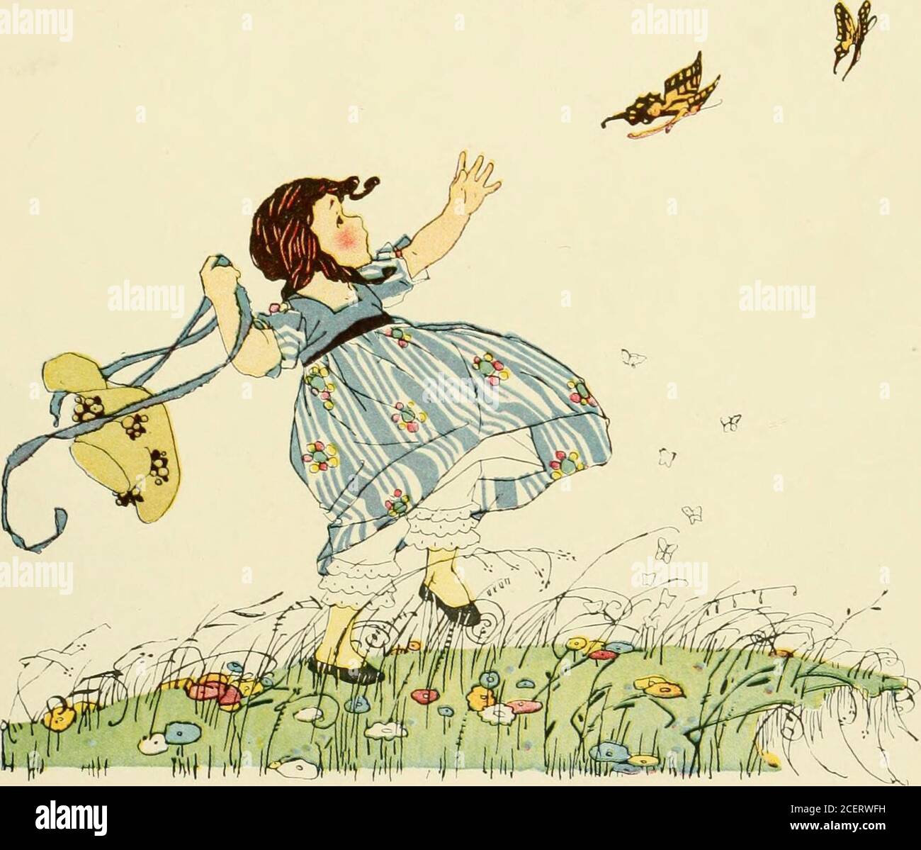 . Sonnige Reime für glückliche Kinder. : Rhymes. Der Schmetterling. Flattern, flattern, Schmetterling, hoch fliegen, hoch! Hoch! Hoch! In den hellen blauen Himmel, Flicker und Dip, und funkeln und schweben.Ihre goldenen Segel wie ein Märchen Boot!O Köcher weg durch das tiefe, tiefblau.und Baby wird lachen und folgen Sie!. Ich kenne nur eine glühende Wärme. Ich weiß nur eine glühende Wärme, und süß, weiches Licht oben.Wenn Mutter lehnt sich oer mein Bett.und flüstert, *Gott ist Liebe. Ich weiß nur, dass ich mich so sicher fühle. So umkreist in seinem Arm, als Mutter mich nahe hält und sagt: * Liebe bewahre dich vor allem Schaden. Und wenn sie geht und schließt die Tür, Liebe Stockfoto
