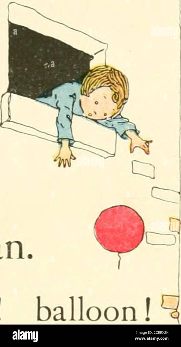 . Sonnige Reime für glückliche Kinder. : Rhymes. Der Ballonmann.. Toot toot! Ballon Mann!Wer will einen Ballon, der zum Mond segelt?Ballon Mann! Ballon!Theyre rot, blau und weiß, und sie fliegen wie ein Drachen!Wer will einen Ballon, Ballon? Ein Stockfoto