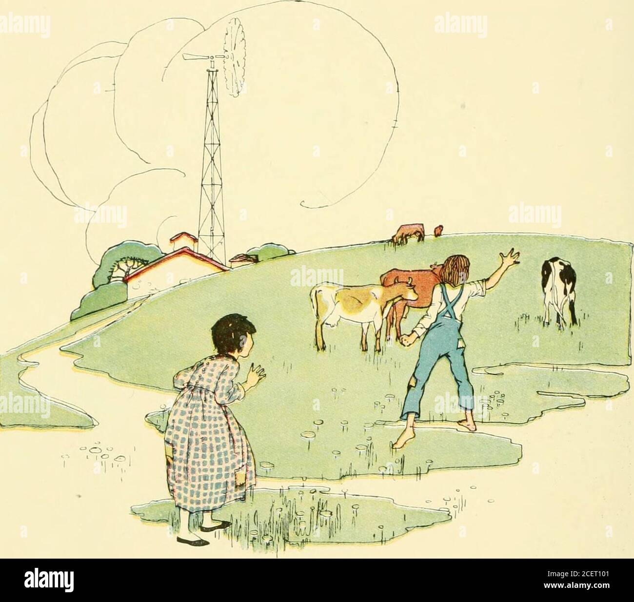 . Sonnige Reime für glückliche Kinder. : Reime. lf;iii-VIIII(<. Die Windmühle auf dem Land. Die Windmühle^LandGoes wirbeln rund und rund.Es ist Pumpwasser für die Kühe, und macht ein knarrendes Geräusch. Wo Kann Sie Sein? O Mutter liebe, TM gehen zu verbergenHinter der großen Armstuhl, und Sie müssen kommen und für mich jagen, und schauen nur überall! Youll nie, nie finden mich, für im in einem Tuch versteckt, Alle auf dem Boden eingewickelt ^ Sie wissen,. Ihr könnt mich überhaupt nicht finden! Stockfoto