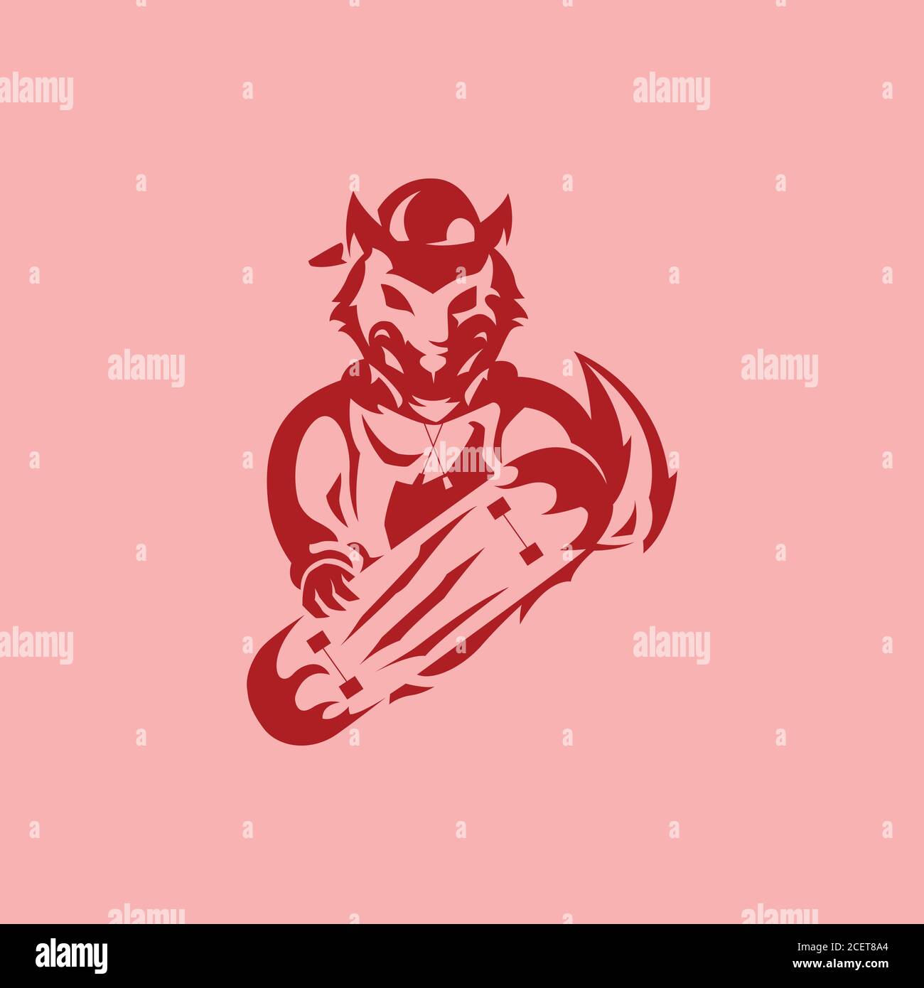 Dies ist eine Illustration, die einen Werwolf zeigt, der ein Skateboard hält. Diese Abbildung eignet sich für eine Vielzahl von Zwecken, sowohl kommerzielle. Stock Vektor