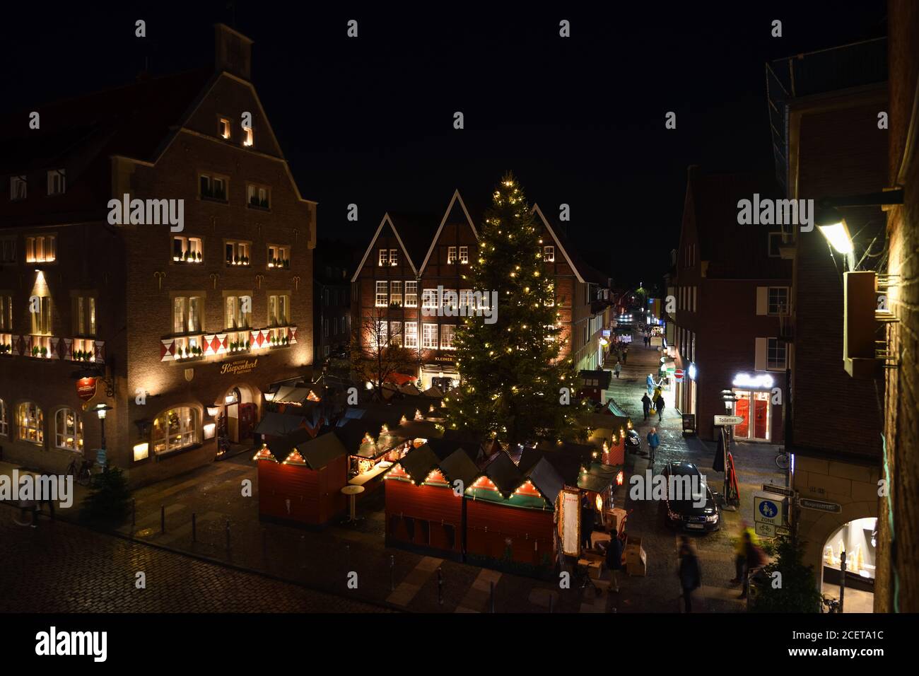 Münster, Kiepenkerl-Platz, weihnachtsmarkt in der Altstadt, Innenstadt von Münster, Nordrhein-Westfalen, Deutschland, Europa. Stockfoto