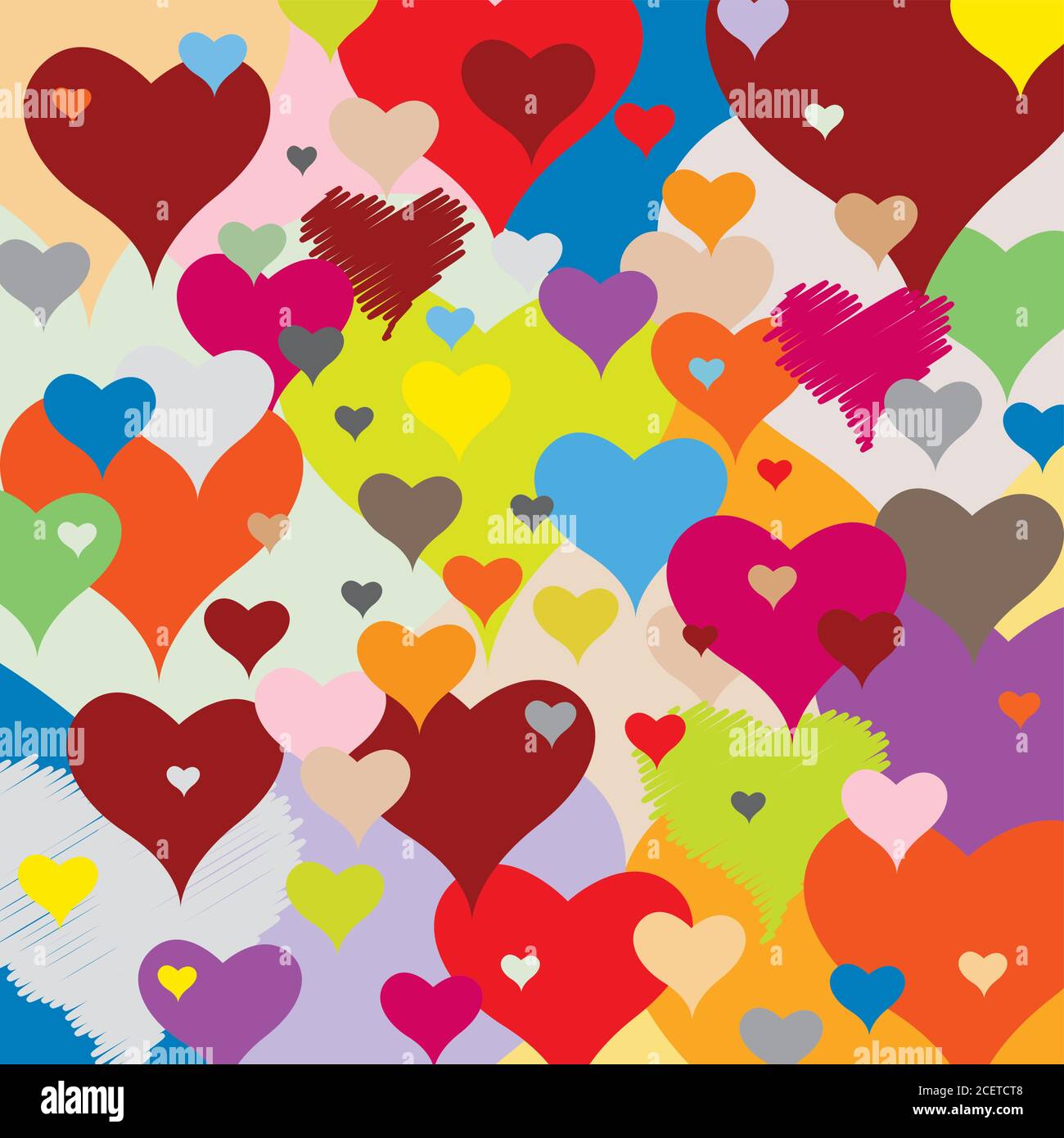Muster mit Herzen - Mehrfarbig - freudige Akkumulation - Valentine Stock Vektor