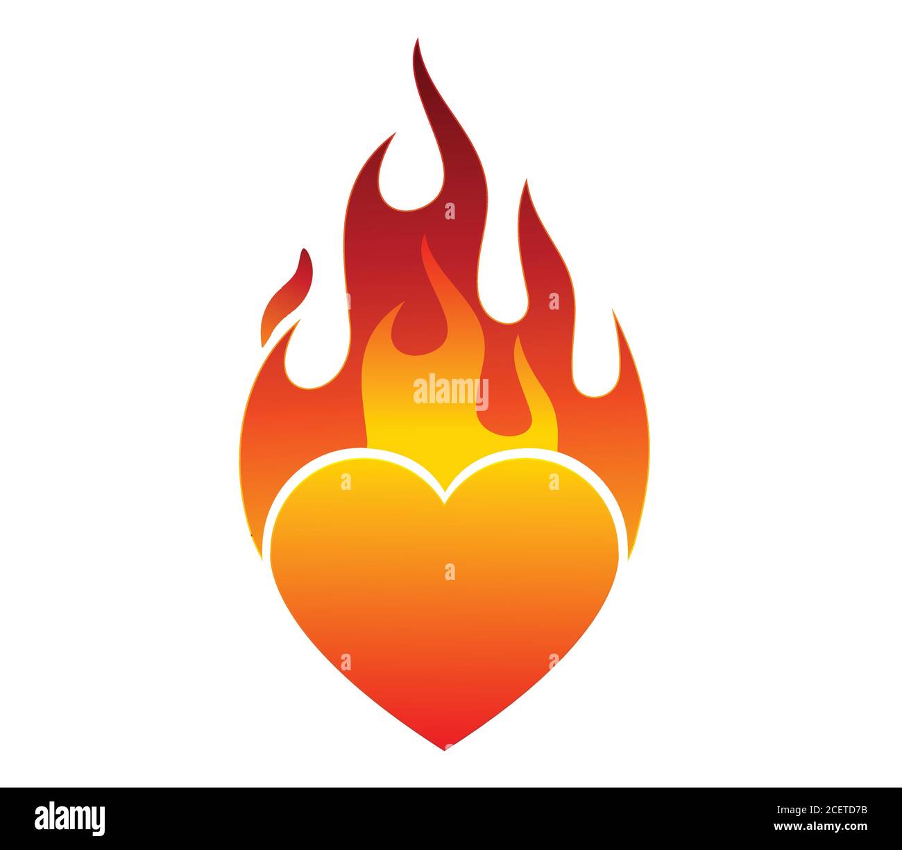 Flammendes Herz Symbol Vektor-Illustration isoliert auf weißem Hintergrund.Feuer emoji.Herz emoticon. Stock Vektor Flammendes Herz Symbol Vektor-Illustration isoliert auf weißem Hintergrund.Feuer emoji.Herz emoticon. Stock Vektor