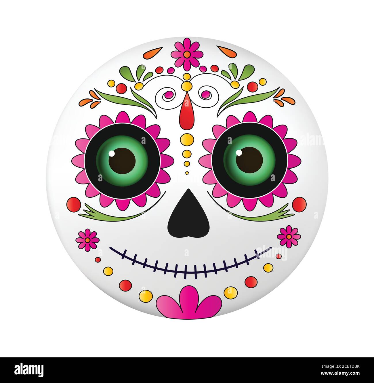 Dia de muertos Vektorgrafik isoliert auf weißem Hintergrund. Dia de los Muertos emoji Face.Dia de los muertos, Tag der Toten, mexikanische Holid Stock Vektor
