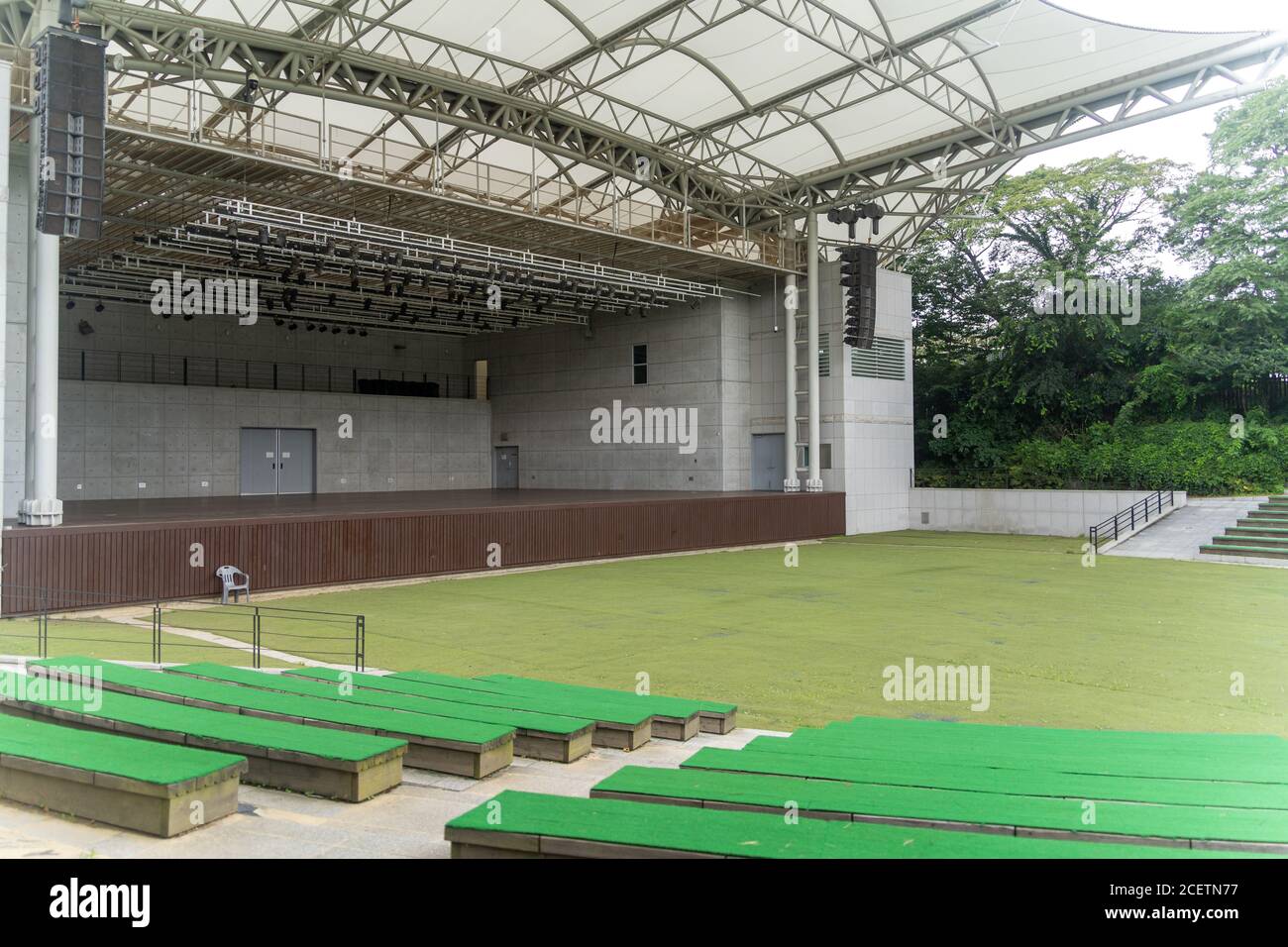 Ich sah leere Orte, die wegen des Corona-Virus verboten waren, sich zu sammeln. Stockfoto