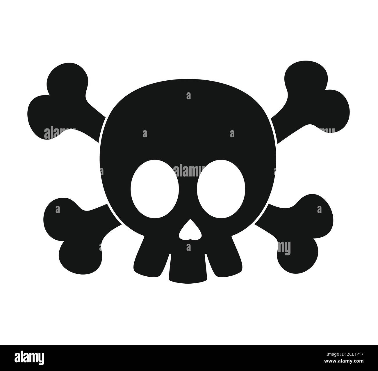 Schwarzer Schädel Vektor Illustration isoliert auf weißem Hintergrund.Schädel Emoticon.Knochen Vektor. Schädel Clipart. Stock Vektor