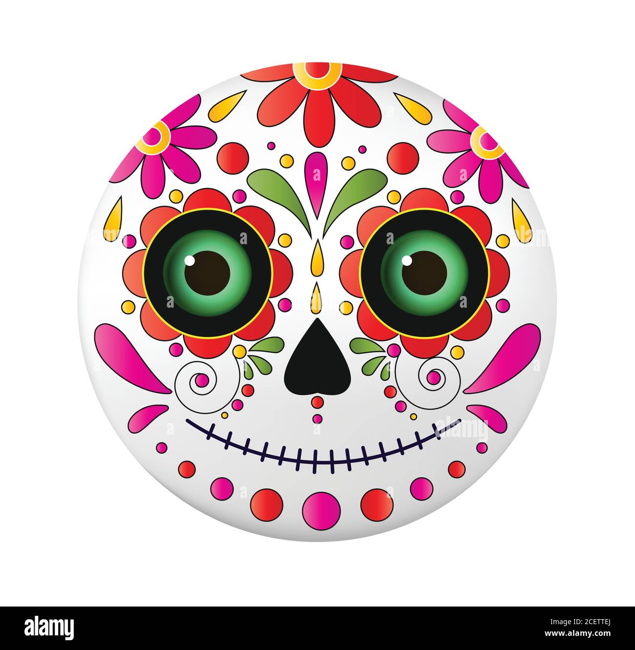 Dia de muertos Vektorgrafik auf weißem Hintergrund. Dia de los Muertos emoji face.Dia de los muertos,Tag der Toten, mexikanische Feiertag. Stock Vektor