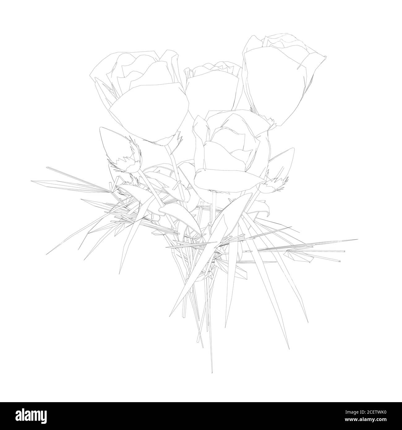 Kontur mit Rosen aus schwarzen Linien auf weißem Hintergrund. Seitenansicht. Vektorgrafik Stock Vektor