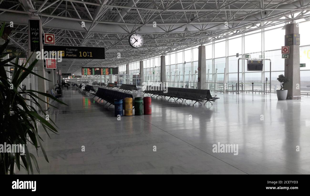 Keine Leute am Flughafen Fuerteventura, Spanien. Stockfoto