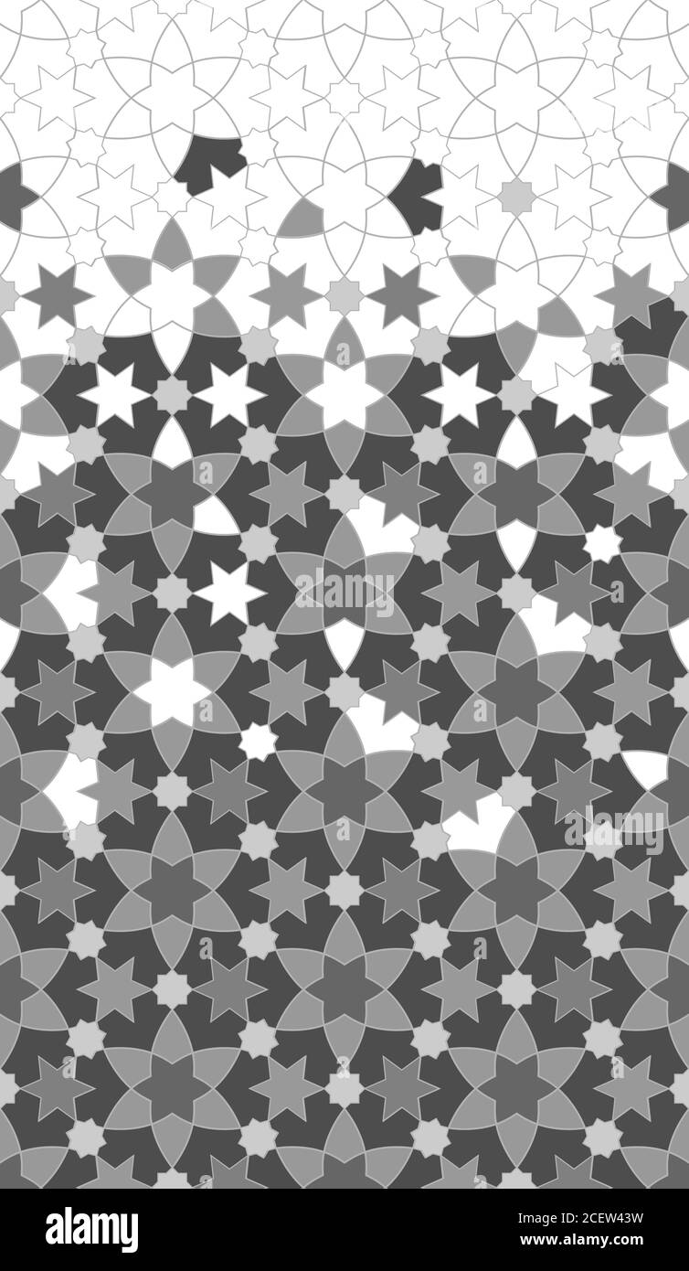 Graue geometrische Halbtonstruktur mit Zerfall. Arabesque grau Vektor nahtlose Muster Stock Vektor