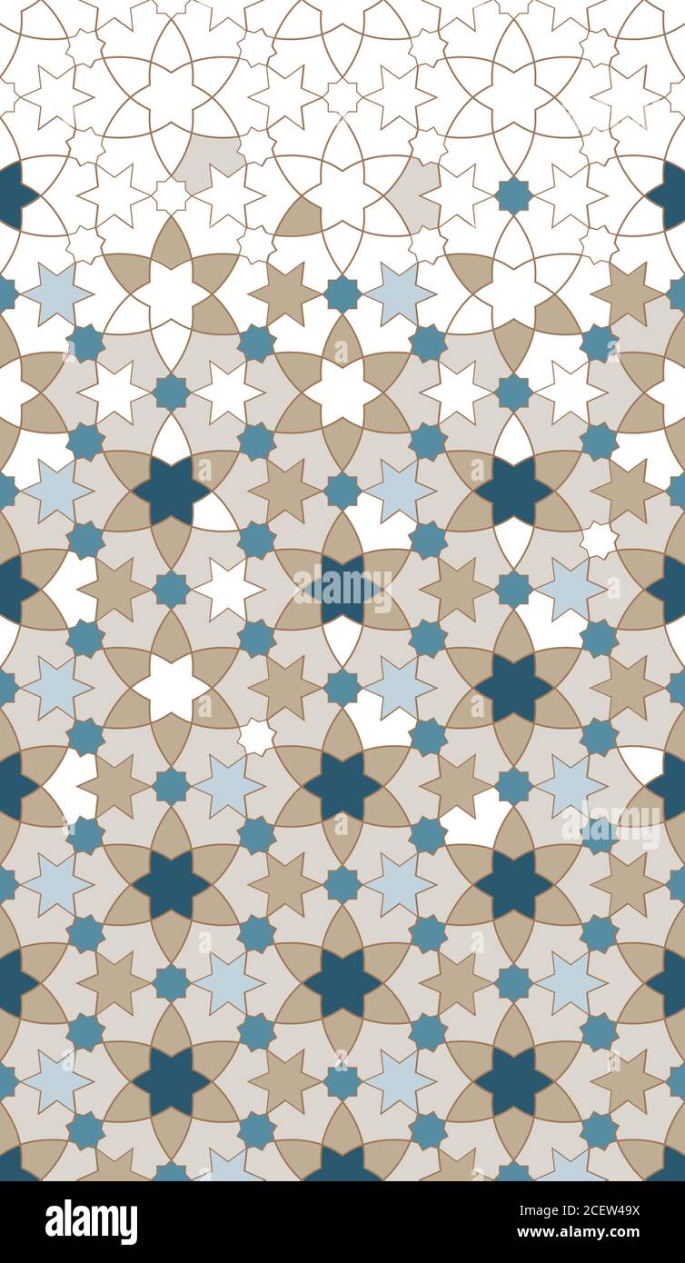 Arabisches Vektormuster, Rand, Hintergrunddesign. Geometrische arabische Halbtonstruktur mit Farbmosaik Zerfall Stock Vektor
