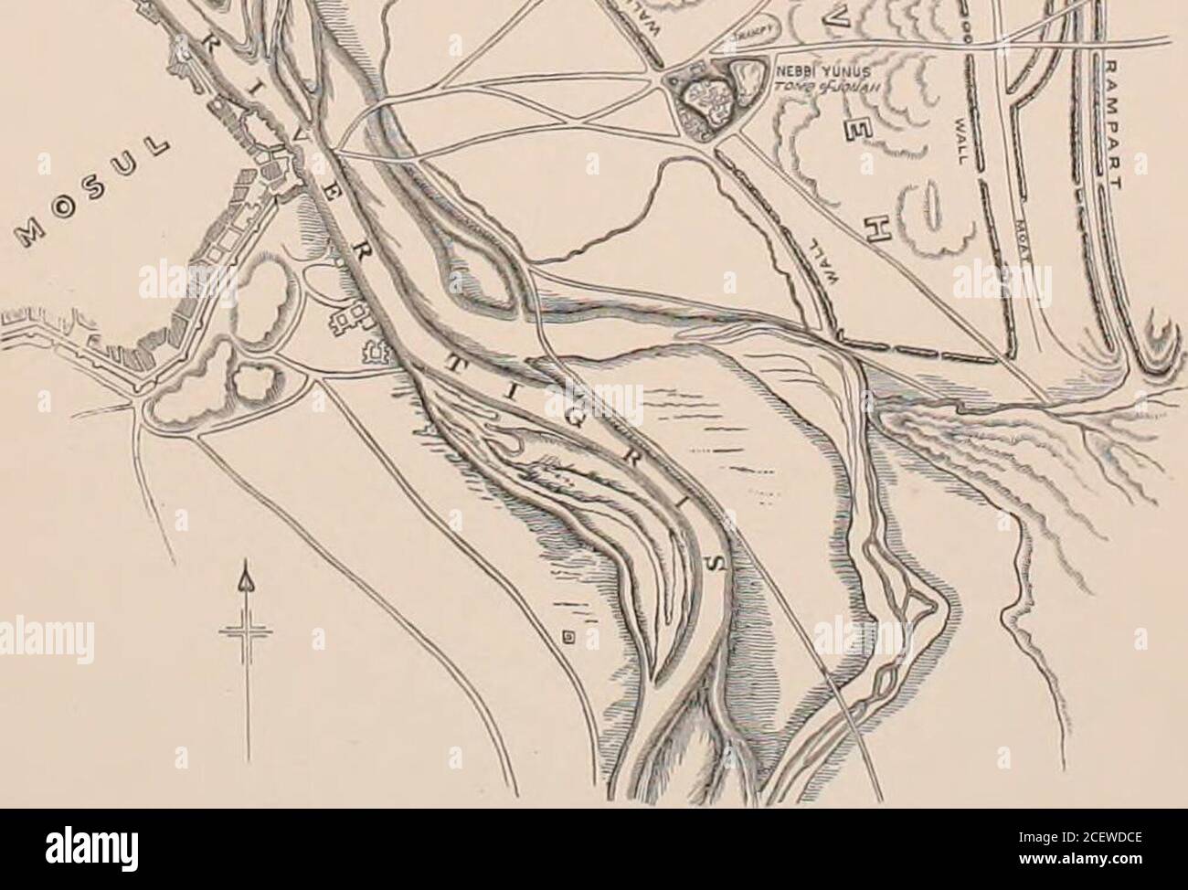 . Orientalische Aufzeichnungen: Monumental; Bestätigung der Schriften des Alten Testaments. ^ FJ&gt;FM 1. » 191 NINIVE. Jona I. 2. SSUR, dessen Name geht auf das Land von Assyrien, und die die Assyrer deified, war der Gründer von Ninive. Aus jenem Lande zog Assur aus und baute Ninive und Rehoboth und Kalah und Resen, zwischen Ninive-Kalah. Das ist eine große Stadt. (Gen. x. 11, 12.)Ninive behält seinen ursprünglichen Namen; die beiden großen Hügel von Koyunjik und Nebi Yunus sind auf ihrer Website, und die alten Mauern in fast ungebrochener Kon-tinuity bescheinigen seinen ursprünglichen Umfang. Die Stadt Re Stockfoto