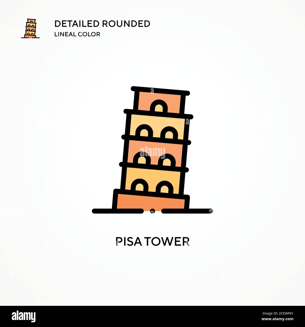 Pisa-Turmvektor-Symbol. Moderne Vektorgrafik Konzepte. Einfach zu bearbeiten und anzupassen. Stock Vektor