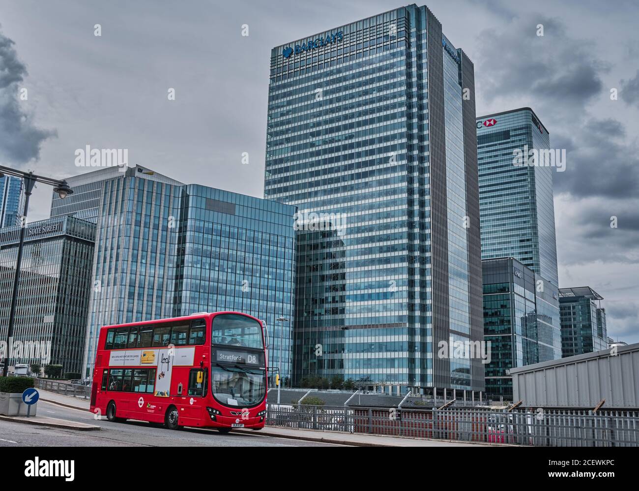 London Bus, Canary Wharf, London Stockfoto