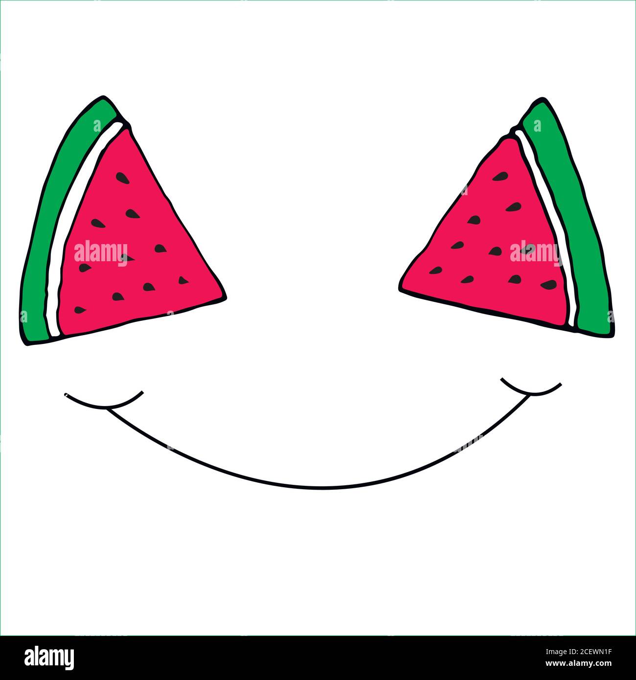 Lustige Scheiben Wassermelone Lächeln, isoliert. Stock Vektor
