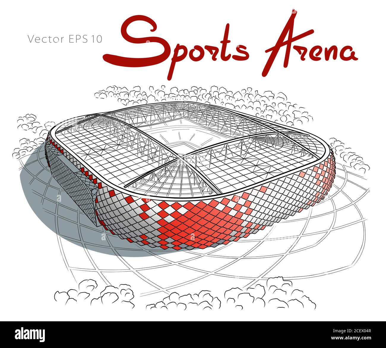 Skizze des neuen Stadions in Moskau. Stock Vektor