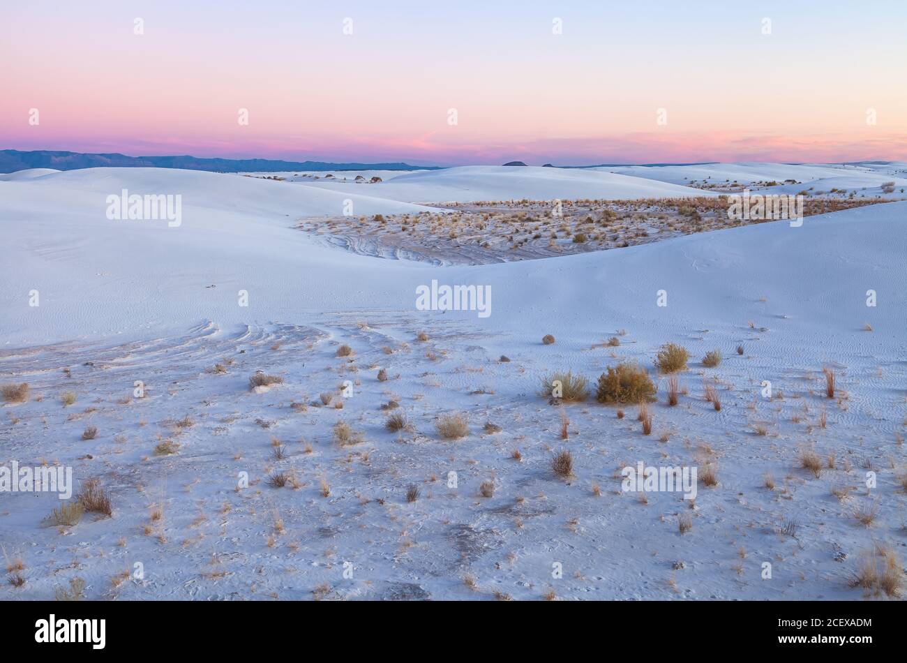 Sanddünen und die Landschaft im White Sand National Park, New Mexico, USA. Stockfoto