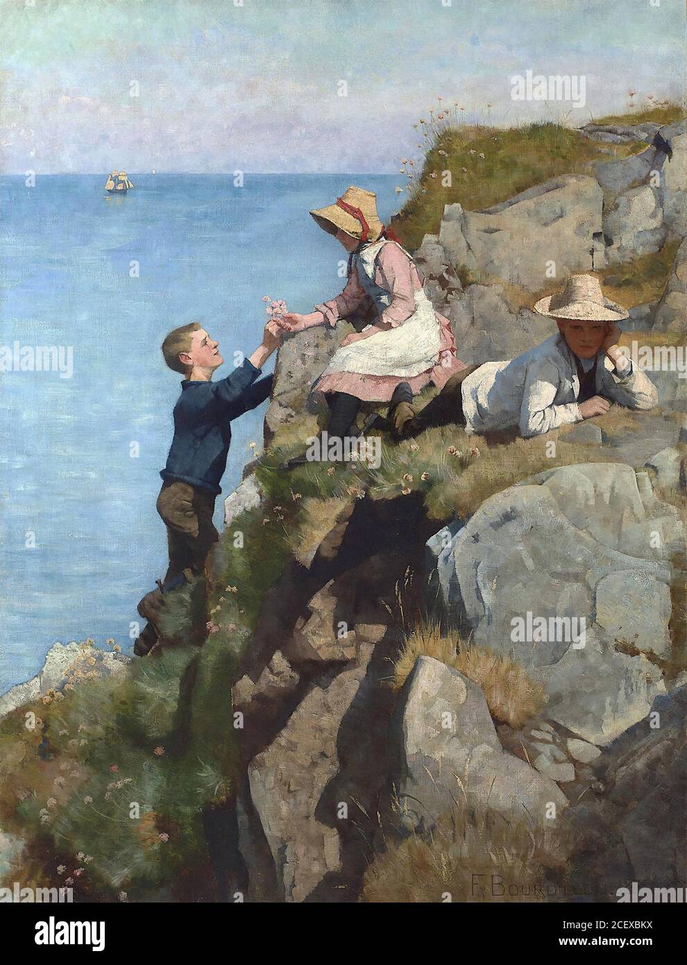 Bourdillon Frank Wright - On the Cliffs - British School - 19. Jahrhundert Stockfoto