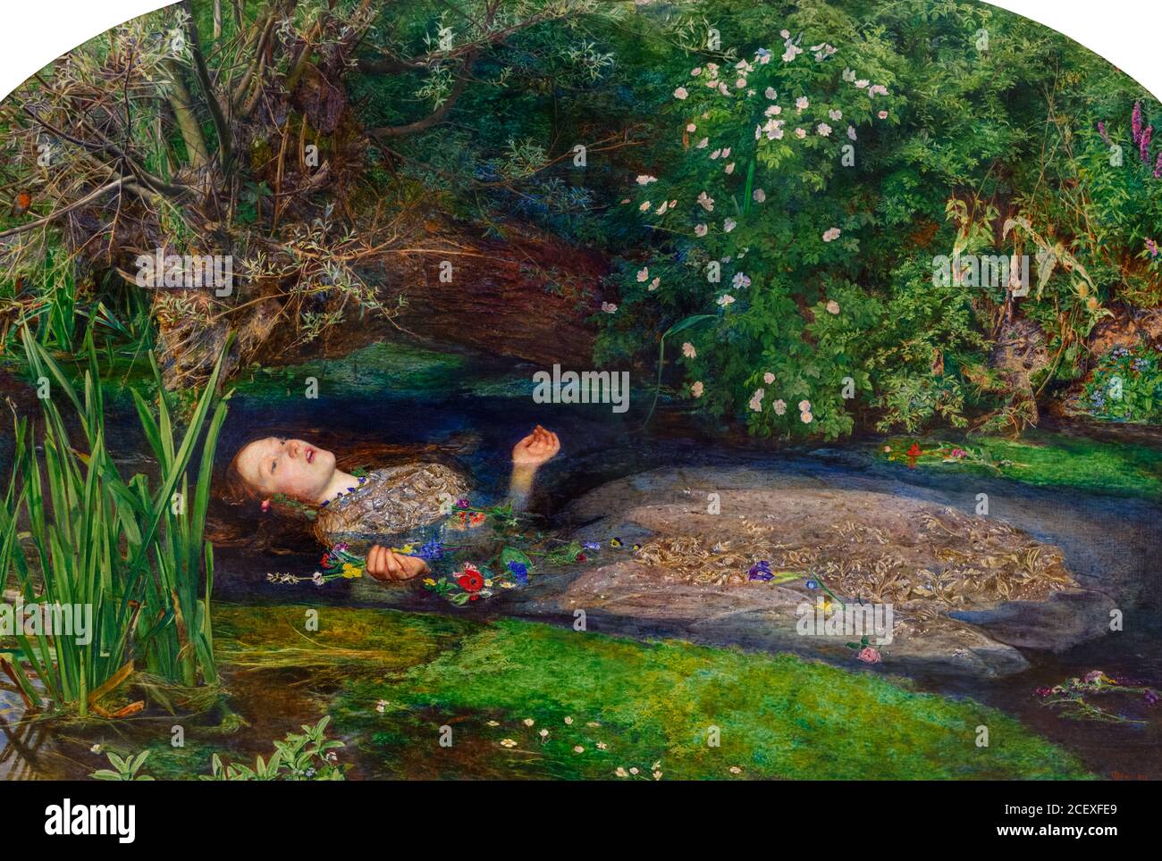 Millais-Gemälde. Ophelia von Sir John Everett Millais (1829-1896), Öl auf Leinwand, 1851-2. Stockfoto