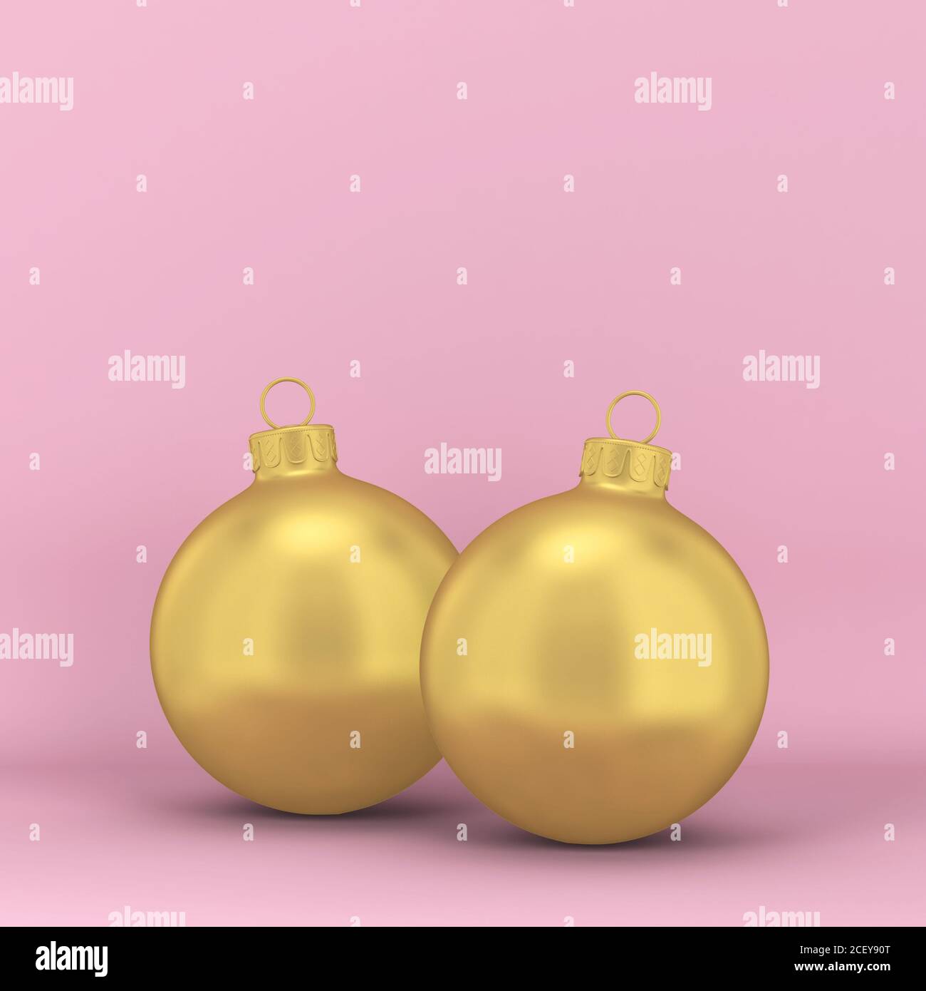 Zwei weihnachtskugeln. Neujahr-Konzept. 3D-Abbildung Stockfoto
