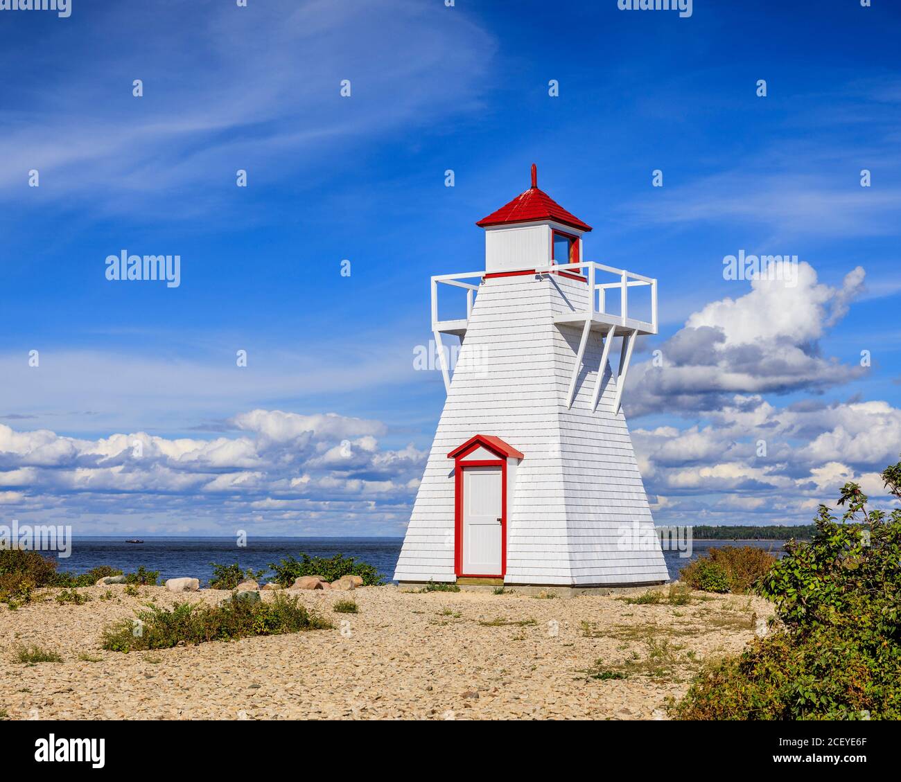 Gull Harbor Lighthouse auf Hecla Island, Manitoba, Kanada. Stockfoto