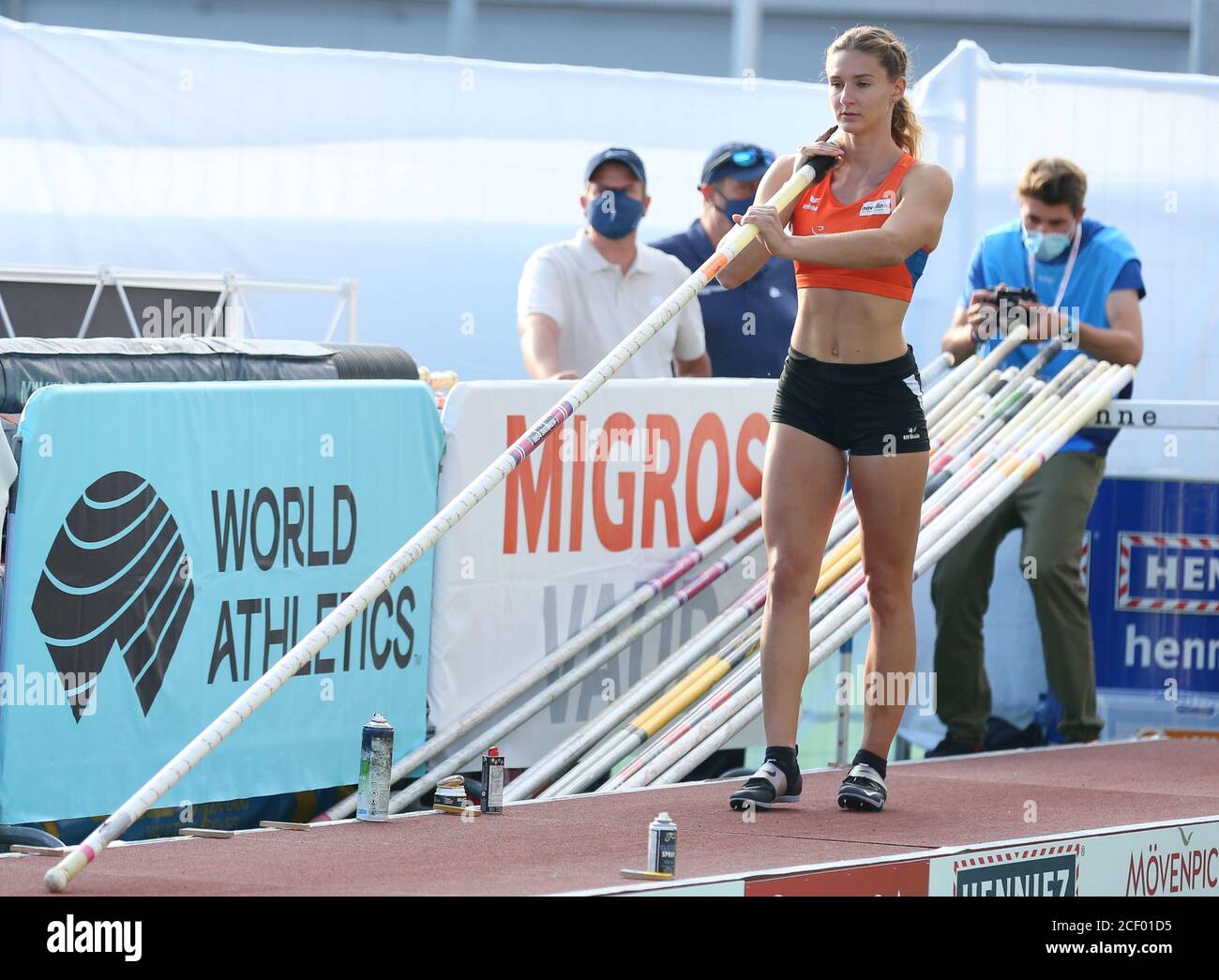 Lausanne, Schweiz. September 2020. LAUSANNE, SCHWEIZ - SEP 02: Andrina HODEL aus der Schweiz im Pole Vault Athletissima Lausanne City Event Zählen für die Diamond League 2020 am Place de l'Europe in Lausanne Credit: Mickael Chavet/Alamy Live News Stockfoto