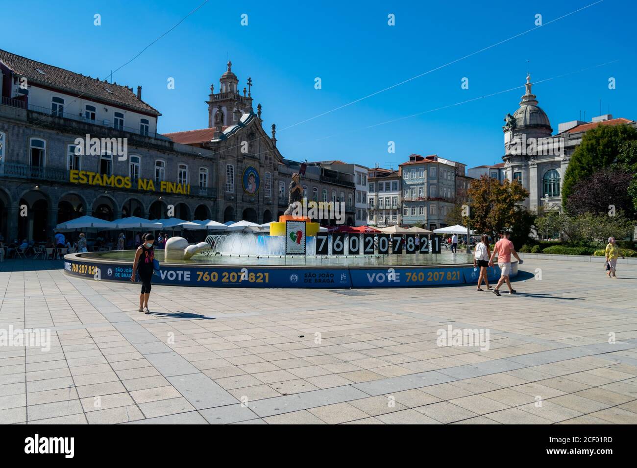 Largo da Avenida Central in Braga, chafariz Praça da República Portugal Stockfoto