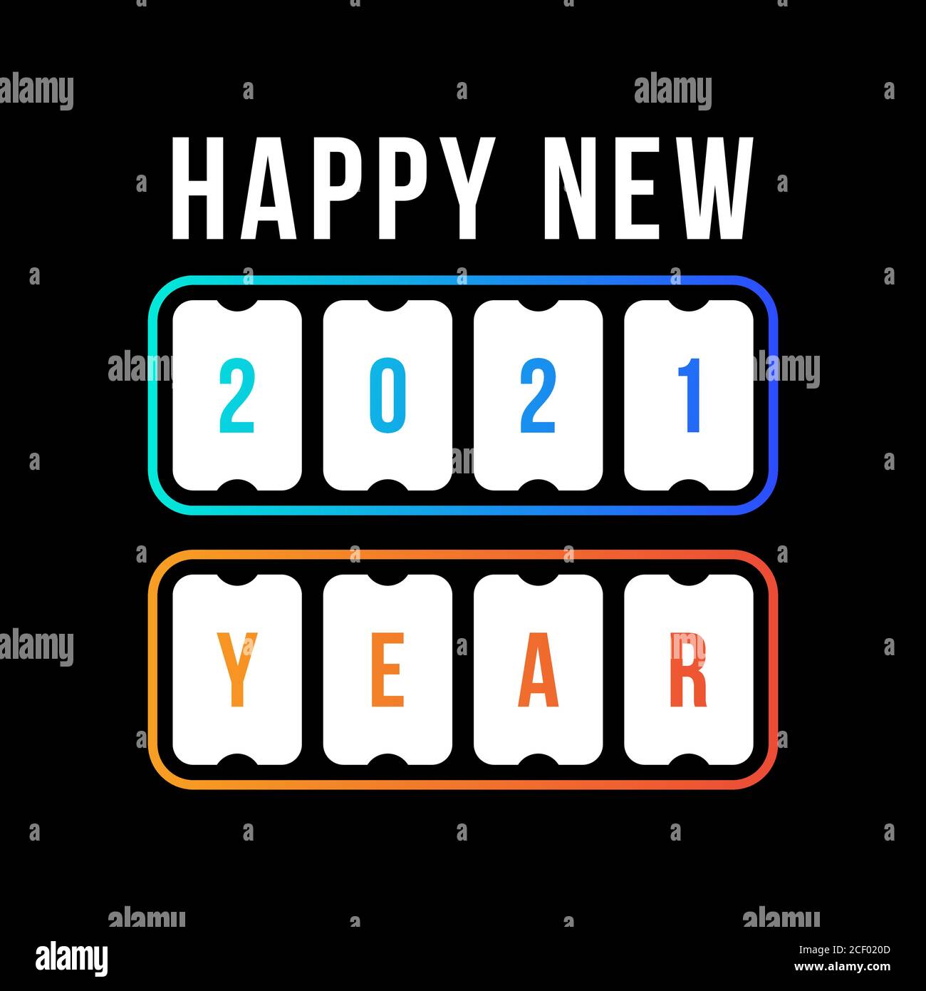 Frohes neues Jahr mit 2021 Anzeigetafel. Konzept der flipboard numerisch, feiern 2021 Kalendervorlage. Flat Stil Trend modernes Design Vektor illustrat Stock Vektor