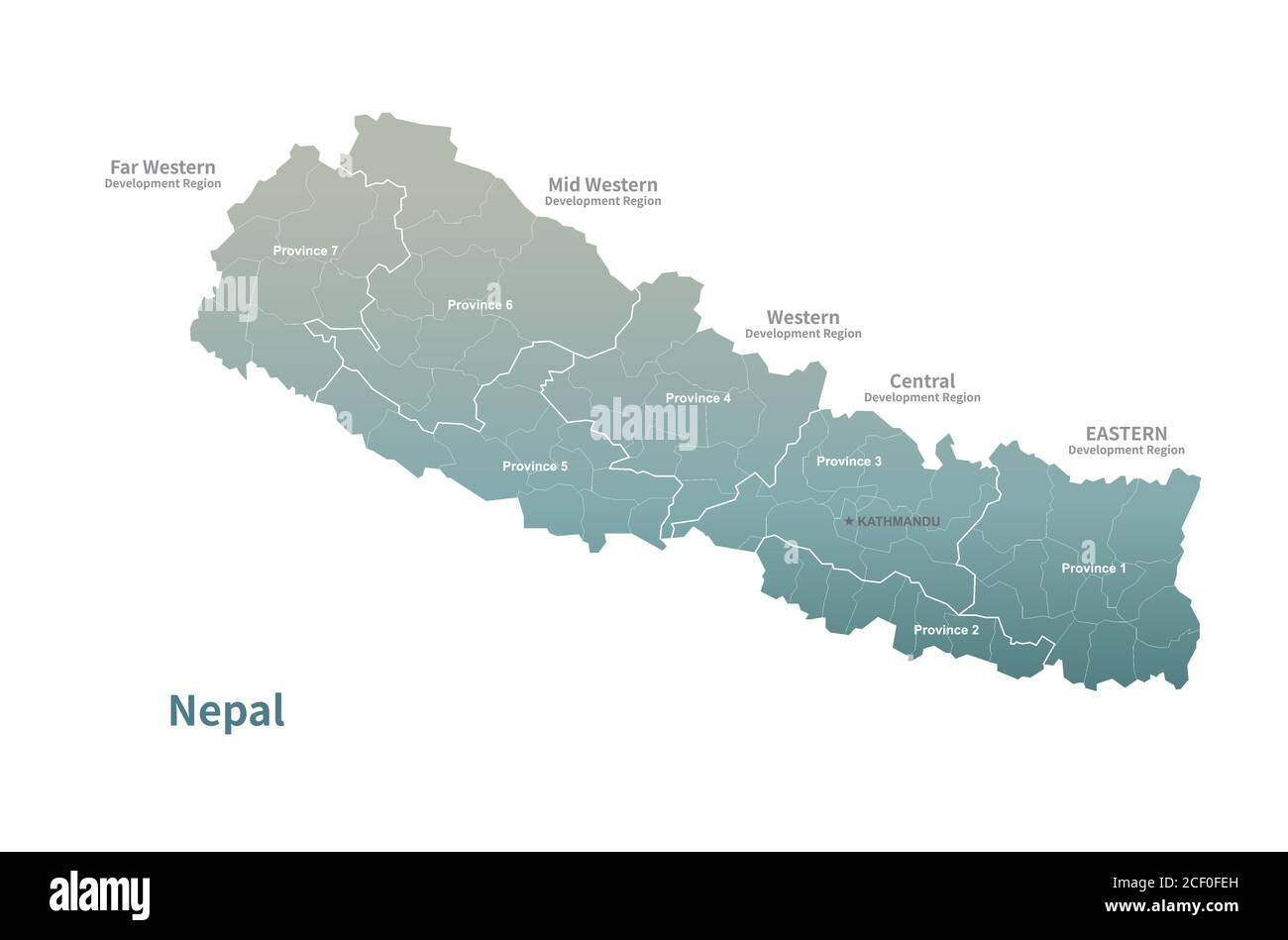 Vektorkarte Nepal. Country Map Grüne Serie. Stock Vektor