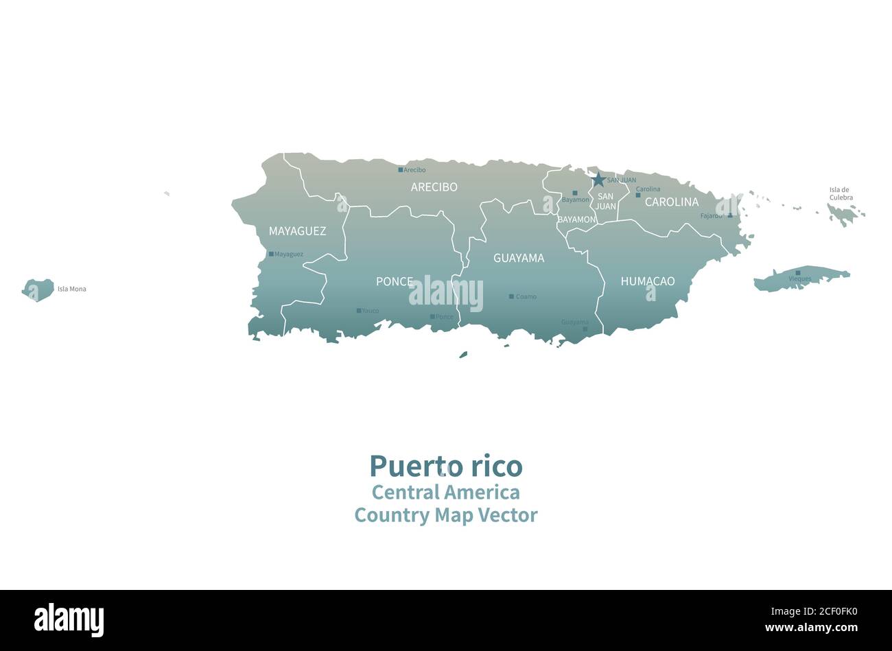 Vektorkarte Puerto Rico. Country Map Grüne Serie. Stock Vektor