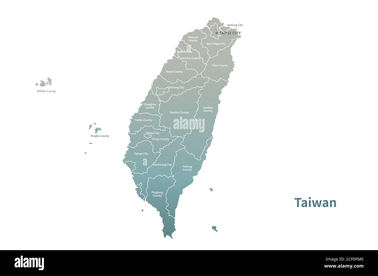 Taiwan Vektorkarte. Country Map Grüne Serie. Stock Vektor