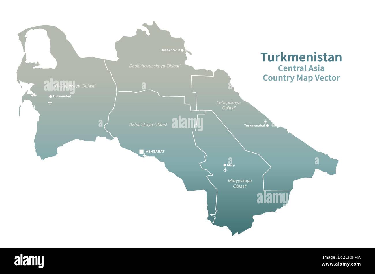 turkmenistan Vektorkarte. Country Map Grüne Serie. Stock Vektor