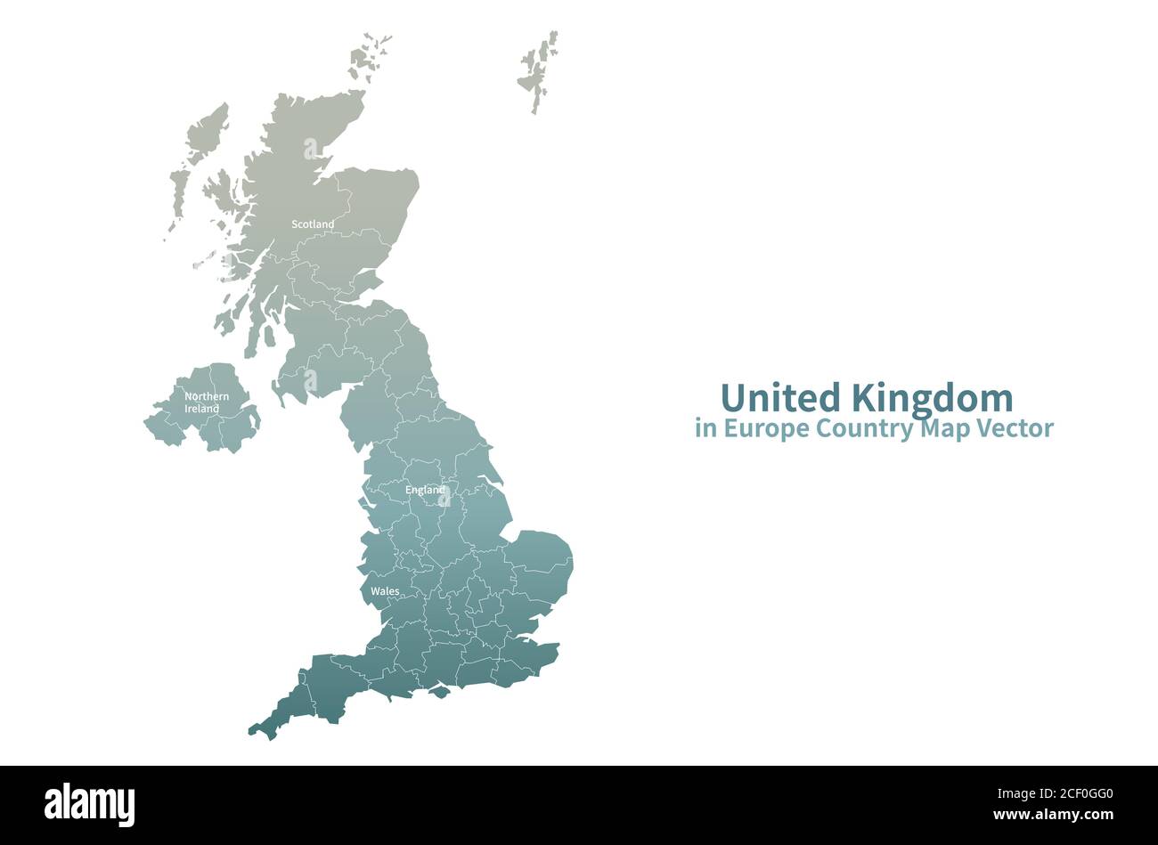 Vektorkarte Großbritannien. European Country Map Green Series. Stock Vektor