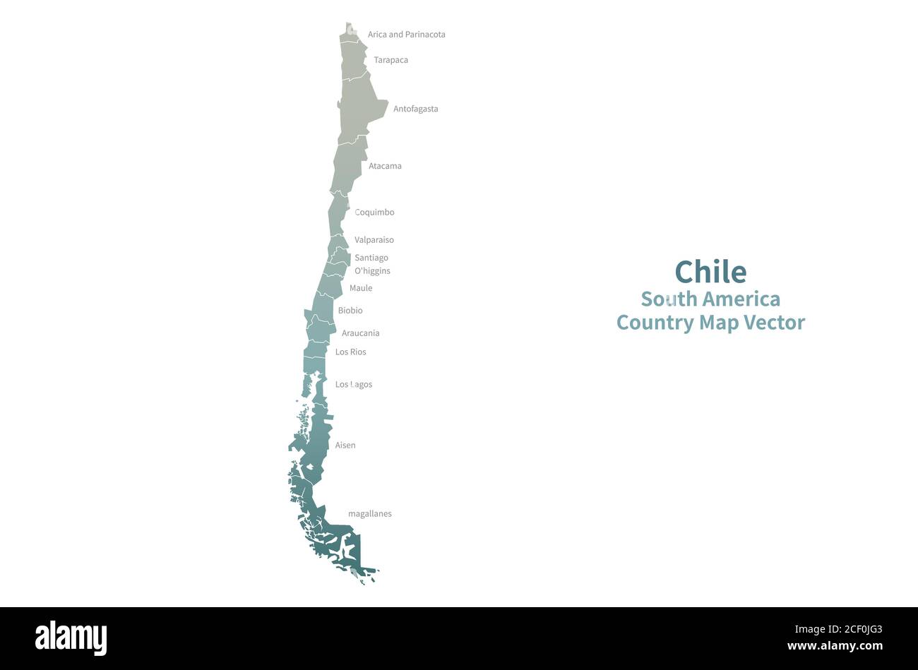 Vektorkarte Chile. Country Map Grüne Serie. Stock Vektor