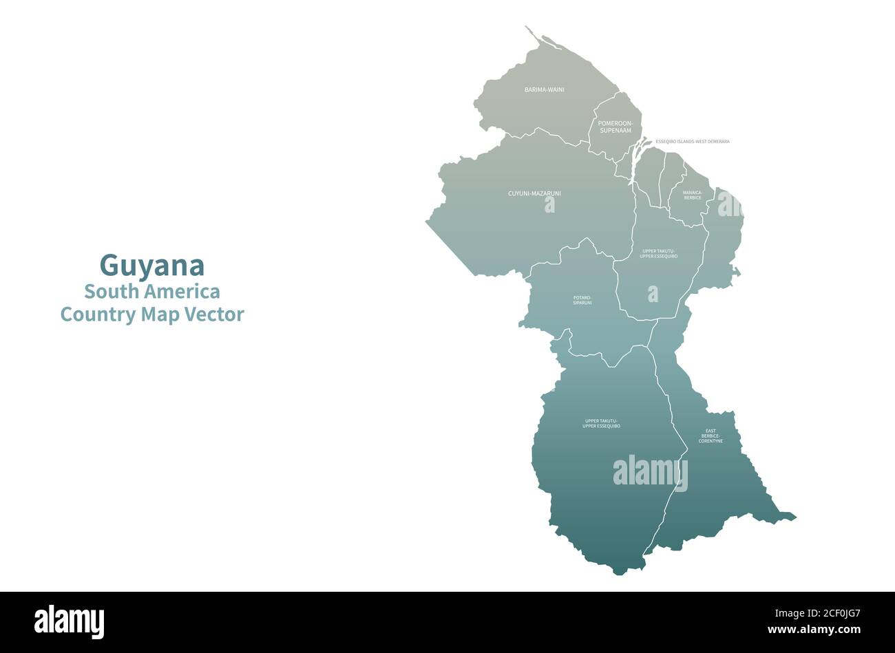 Guyana Vektorkarte. Country Map Grüne Serie. Stock Vektor