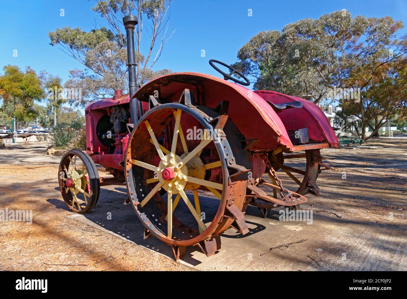 McCormick-Deering Stahl-Radtraktor, Kellerbberrin, Western Australia Stockfoto