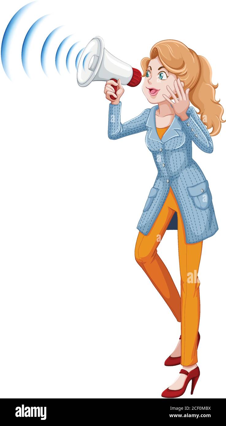Eine Dame mit Megaphon Illustration Stock Vektor