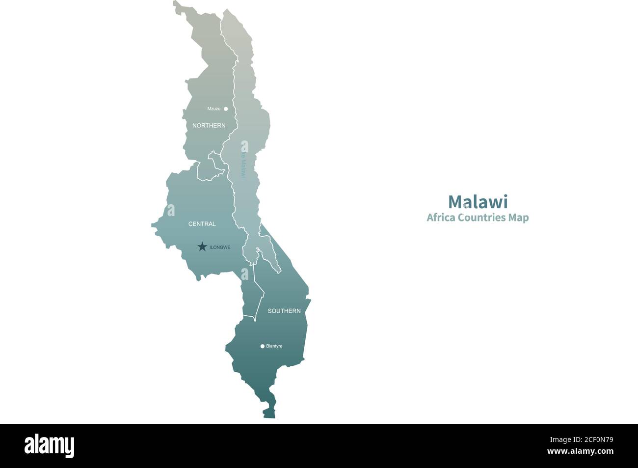 Malawi Vektorkarte. Karte der afrikanischen Länder. Stock Vektor