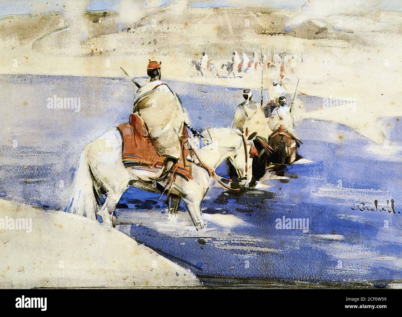 Crawhall Joseph - ein arabischer Überfall - British School - 19. Jahrhundert Stockfoto