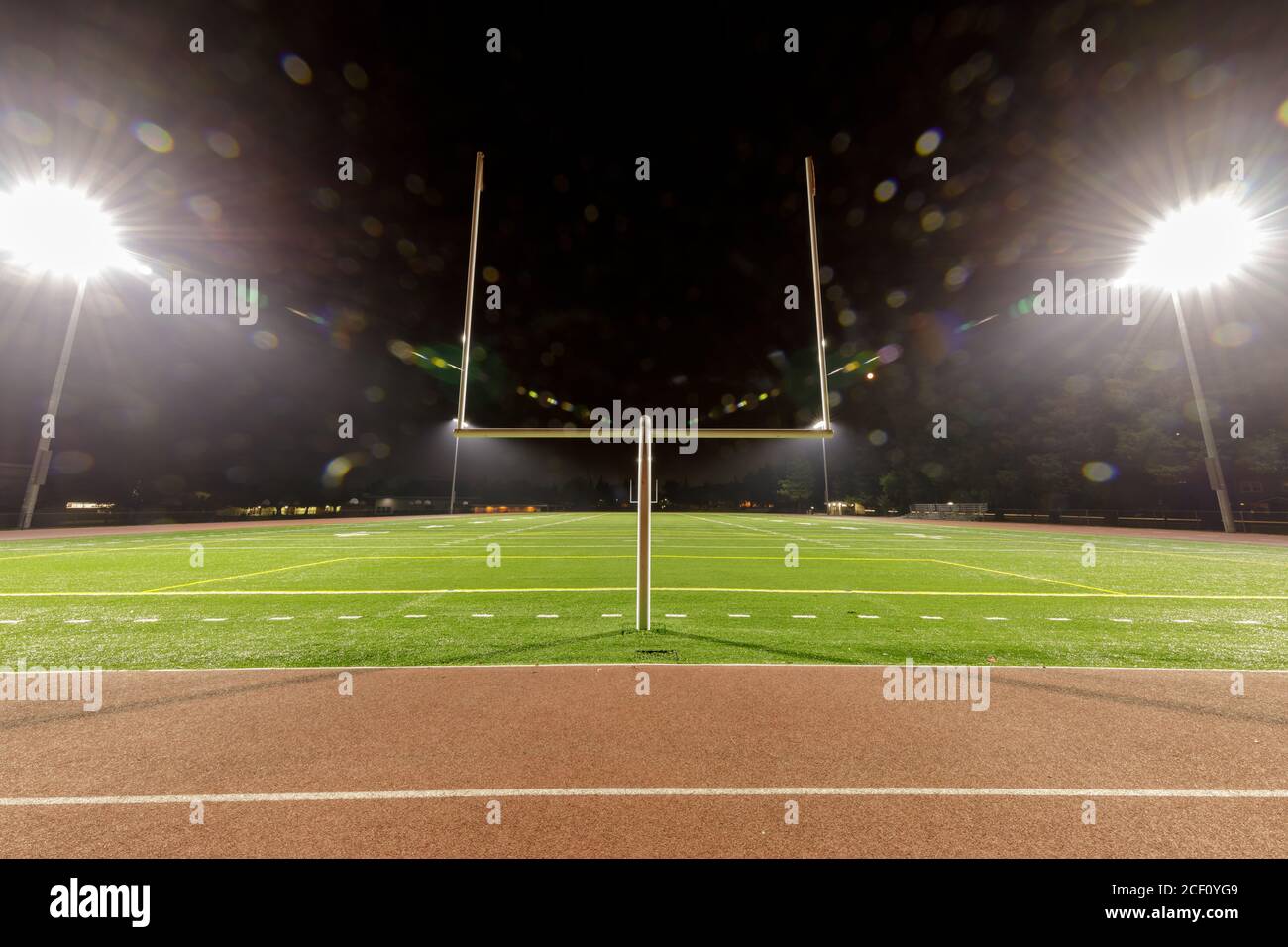 American Football Stadium Bei Nacht Stockfoto