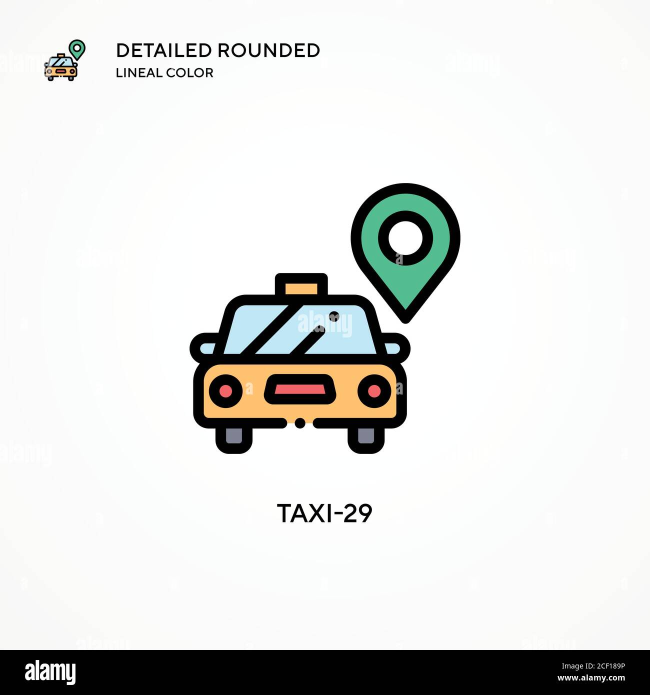 Taxi-29 Vektorsymbol. Moderne Vektorgrafik Konzepte. Einfach zu bearbeiten und anzupassen. Stock Vektor