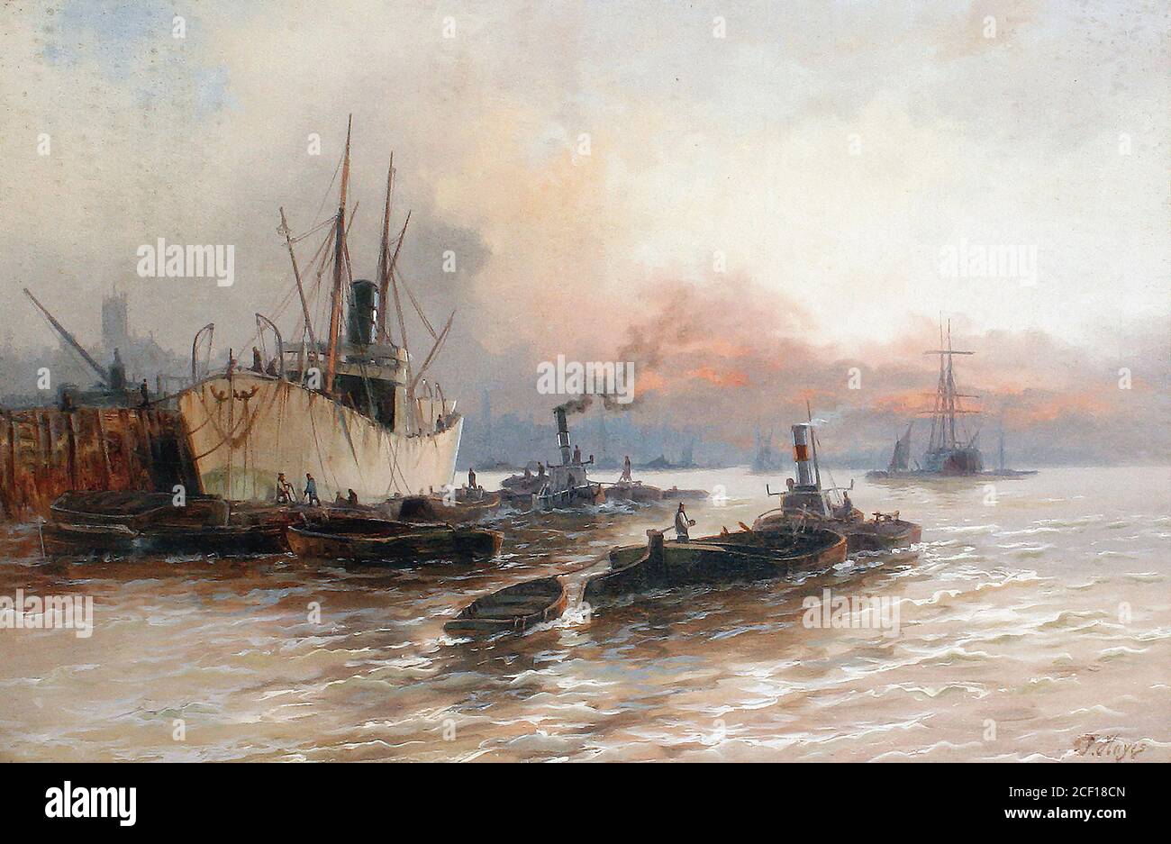 Fletcher Edwin Henry Eugene - Schifffahrt im Pool von London 1 - British School - 19. Jahrhundert Stockfoto
