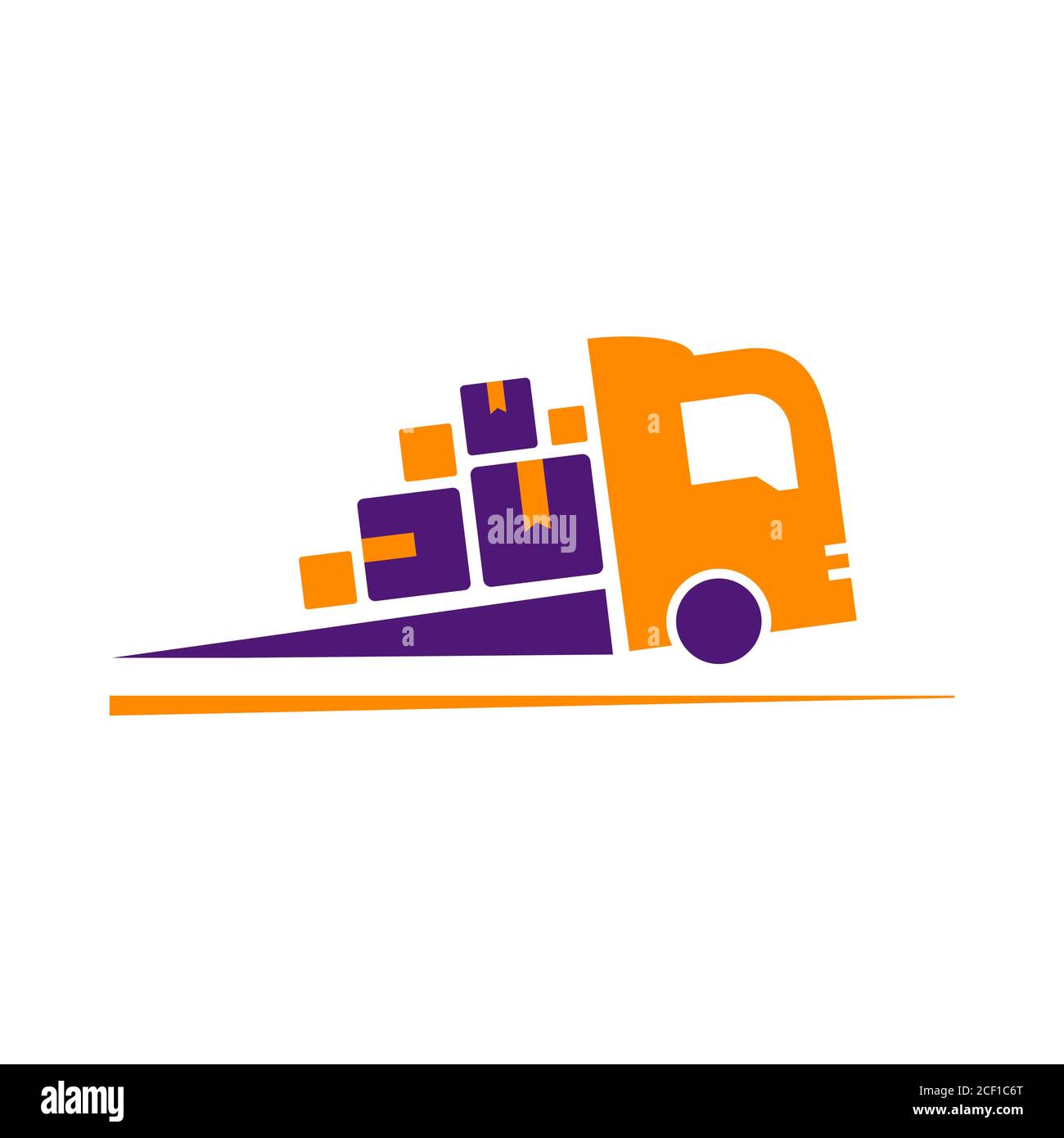 Bright Sign schneller Versand. Flaches Vektor-Symbol des Lieferwagens isoliert auf Weiß. Express Delivery Icon Konzept für Websites. Stock Vektor