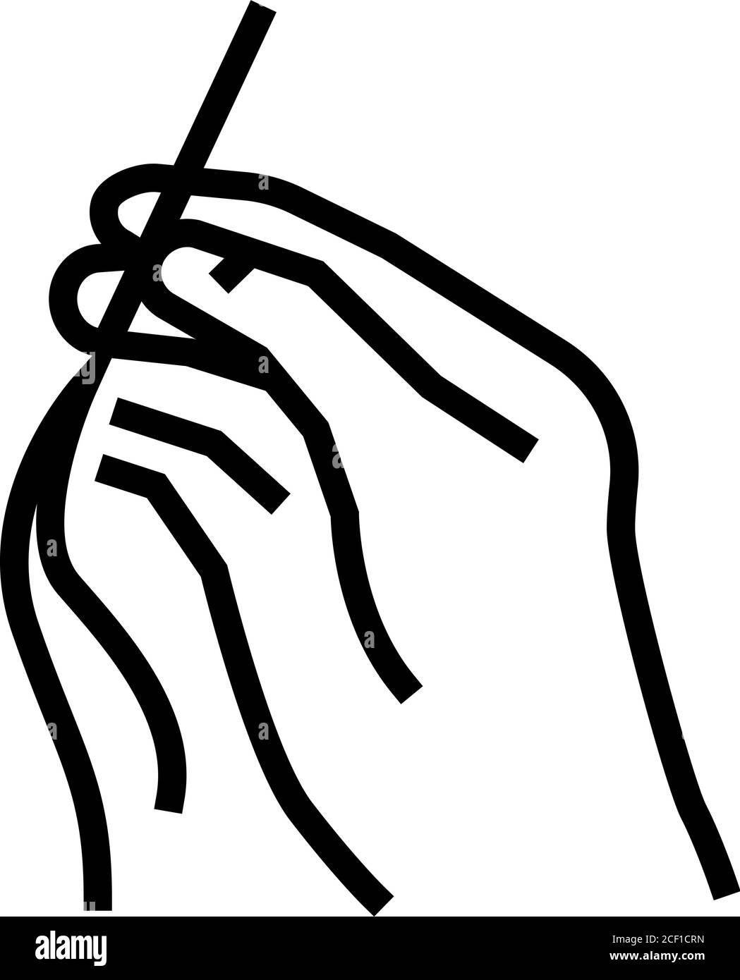 Nähen Hand halten Nadel mit Fadenlinie Symbol Vektorgrafik Stock- Vektorgrafik - Alamy