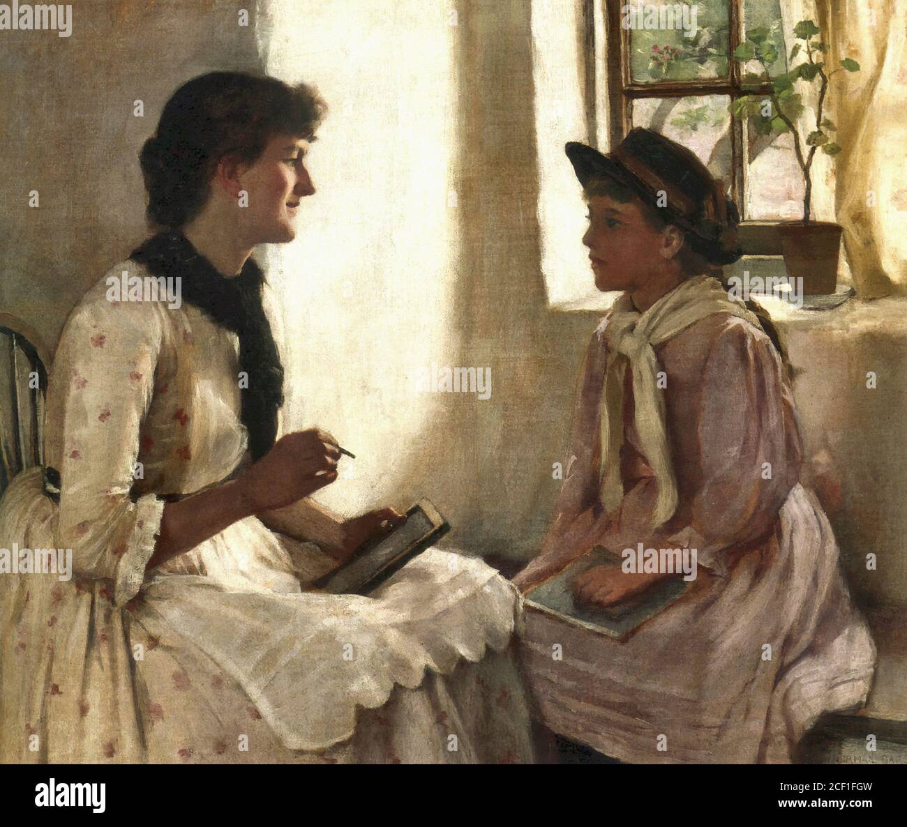 Garstin Norman - The Morning Lesson - British School - 19. Jahrhundert Stockfoto