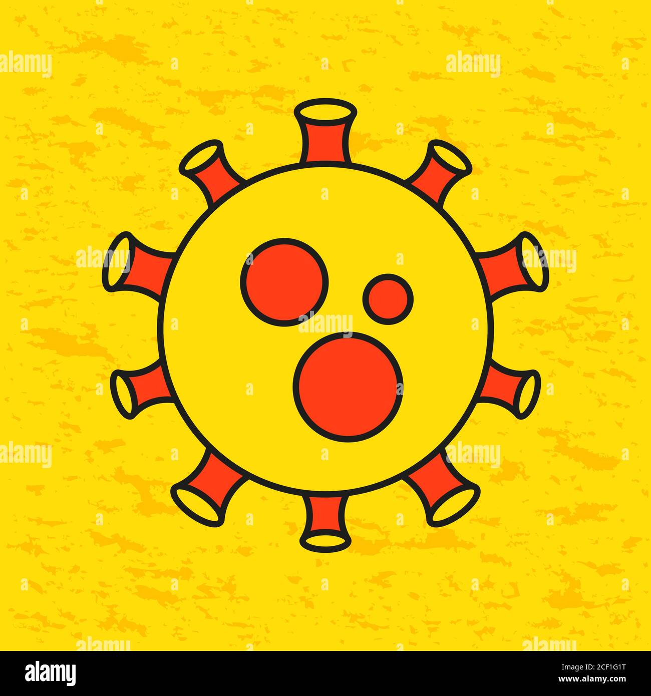 Neues Coronavirus. Konzept des chinesischen Coronavirus 2019-nCoV Gelb Vektor Illustration. Covid 19. Coronavirus Cell (MERS-Cov) Asian Fluin A World. Stock Vektor