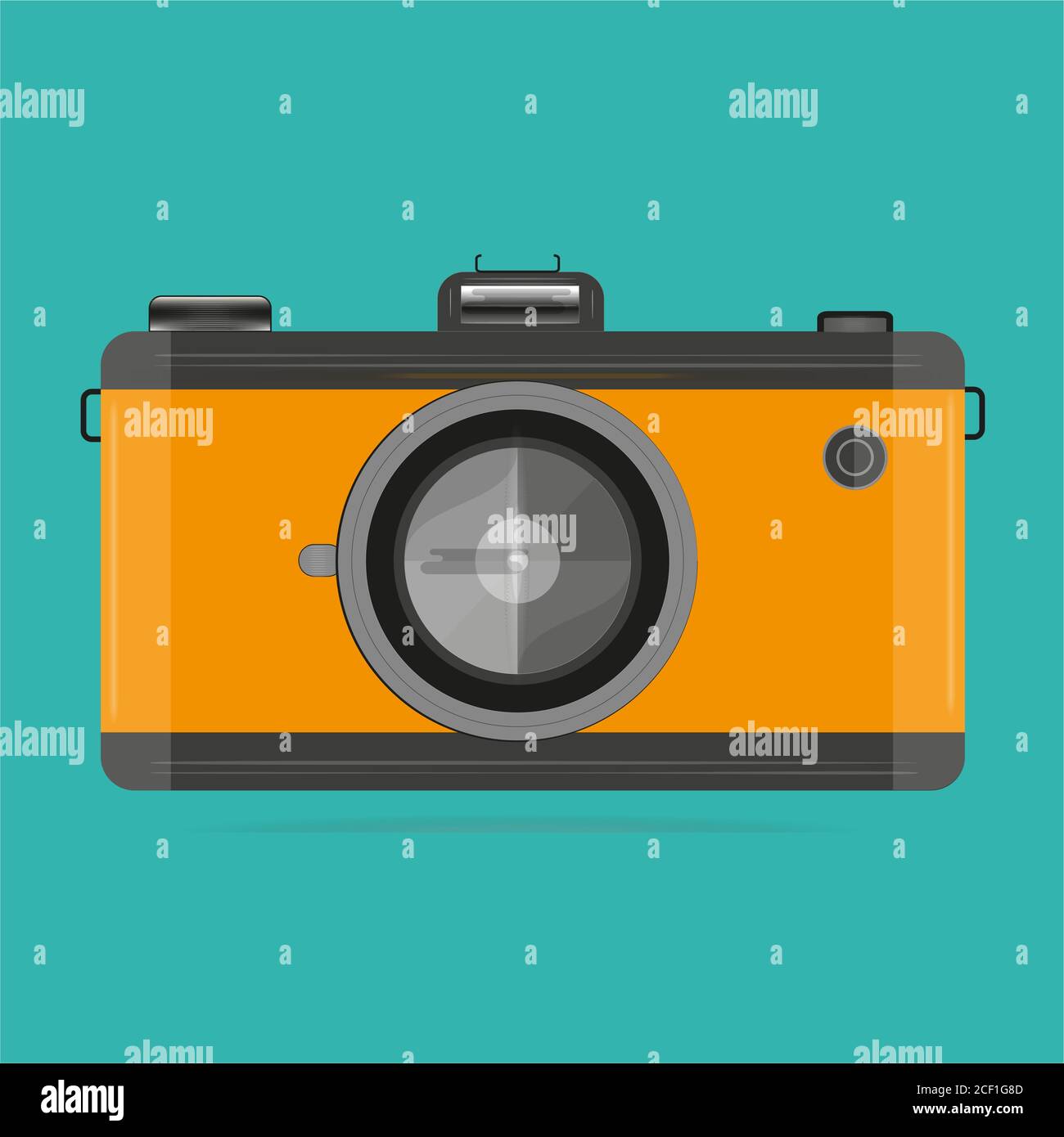 Retro-Film Kamera Vektor-Illustration auf einem grünen Hintergrund Stock Vektor