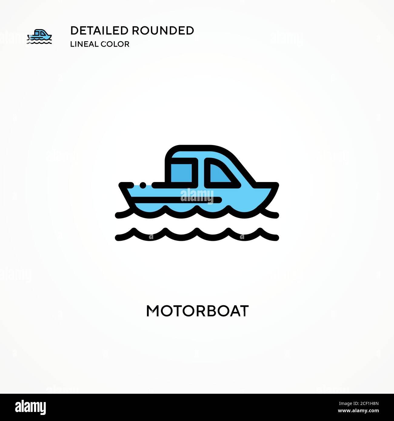 Motorboot Vektor-Symbol. Moderne Vektorgrafik Konzepte. Einfach zu bearbeiten und anzupassen. Stock Vektor