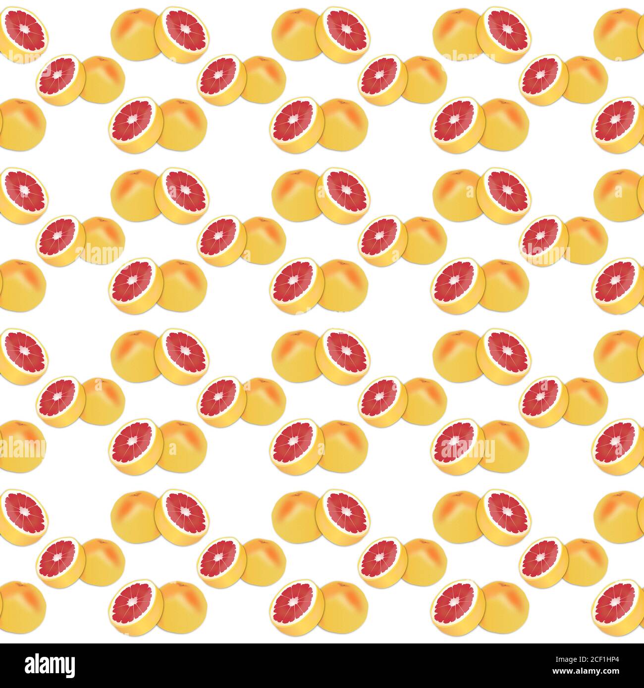 KTSP03 Grapefruit auf weißem Hintergrund Nahtloses Musterbild, Grapefruit Nahtloses Bild, Stockfoto